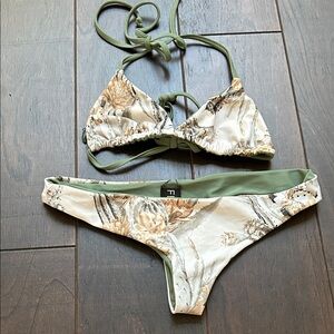FERN. Floral Triangle Bikini Set in Sage Green